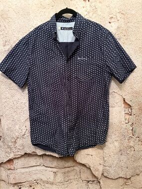 MENS Ben Sherman SS Blue Flowered Cotton Dress Shirt